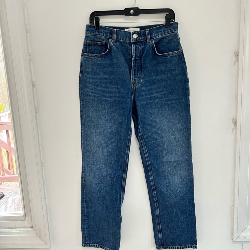 Reformation Straight Leg Button Fly Jeans
